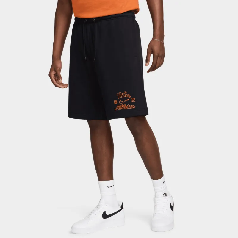 Nike Club Fleece Varsity Shorts Black / Safety Orange sold by JD Sports
