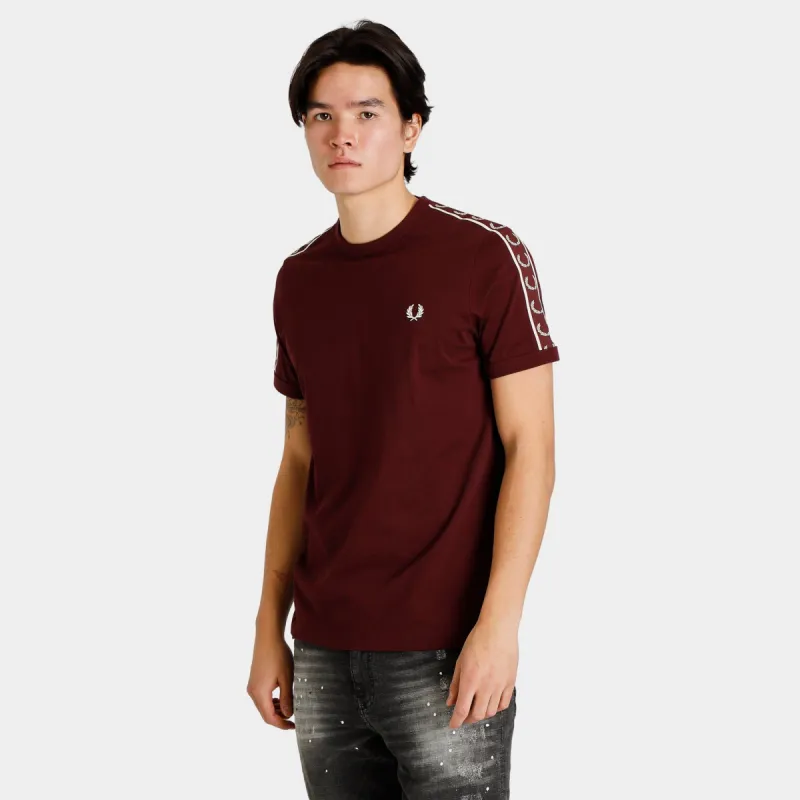 Fred Perry Contrast Tape Ringer T-Shirt / Oxblood sold by JD Sports