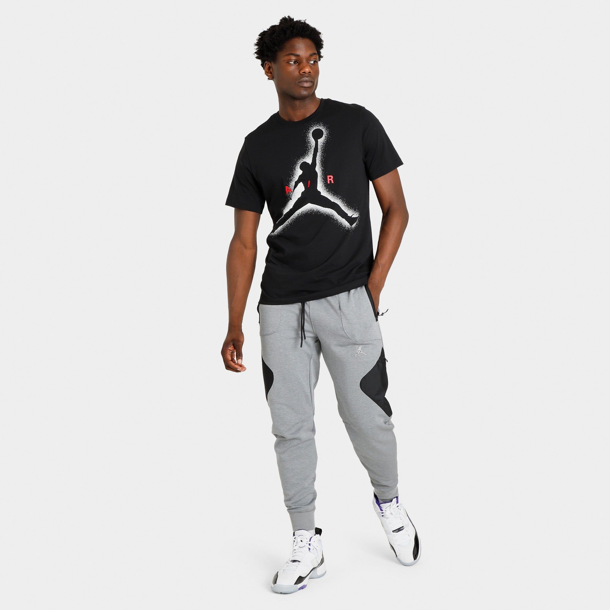 Jordan Dri-FIT Air Fleece Pants Carbon Heather / Black - Reflective Silver sold by JD Sports