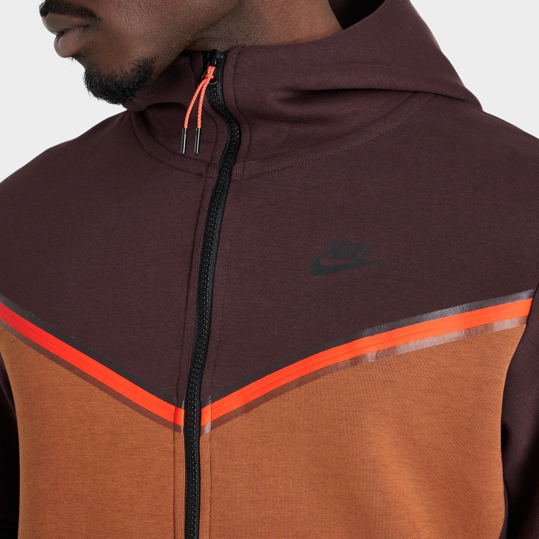 Nike Sportswear Tech Fleece Full-Zip Hoodie Brown Basalt / Pecan - Chile Red sold by JD Sports product image thumbnail 4