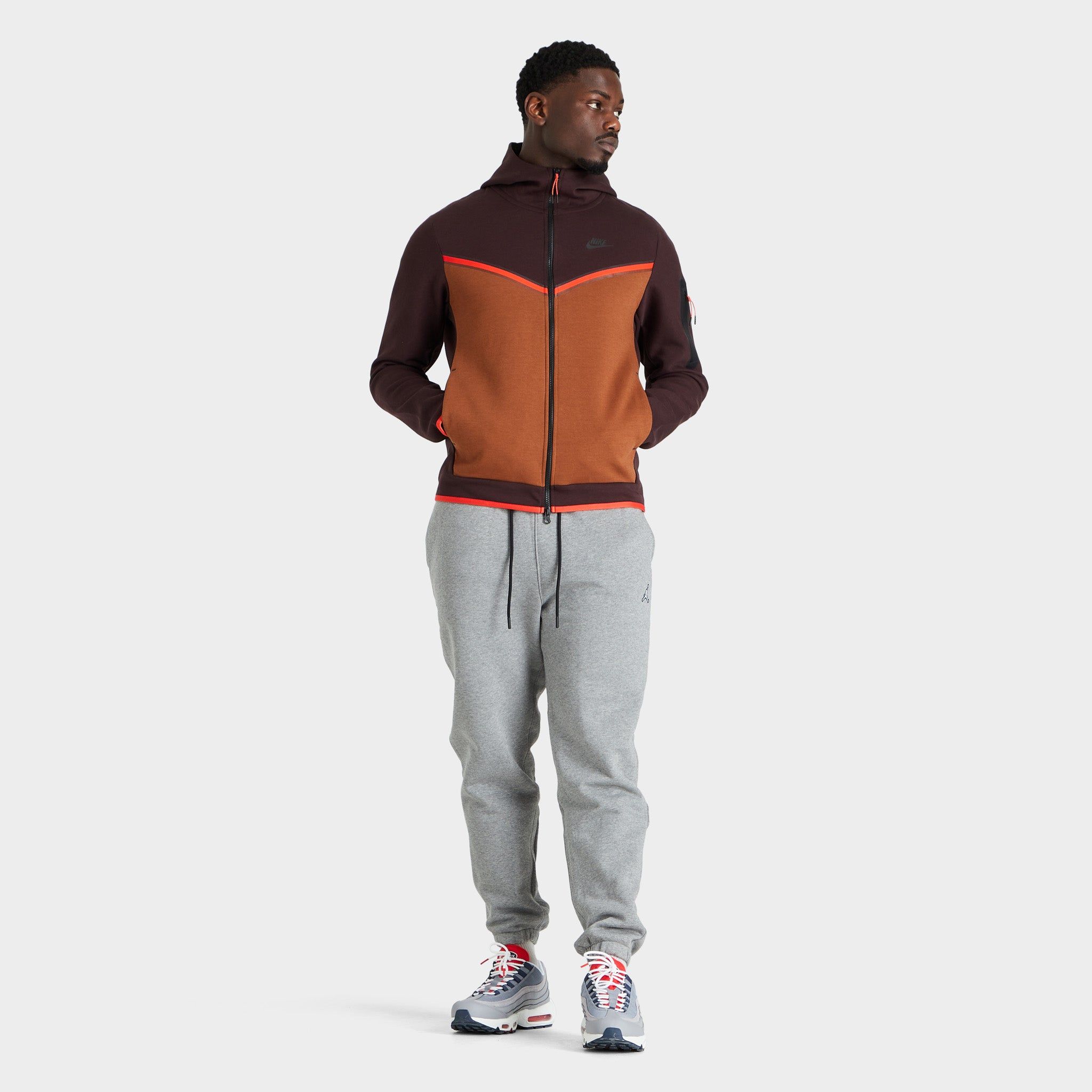 Nike Sportswear Tech Fleece Full-Zip Hoodie Brown Basalt / Pecan - Chile Red sold by JD Sports product image thumbnail 5
