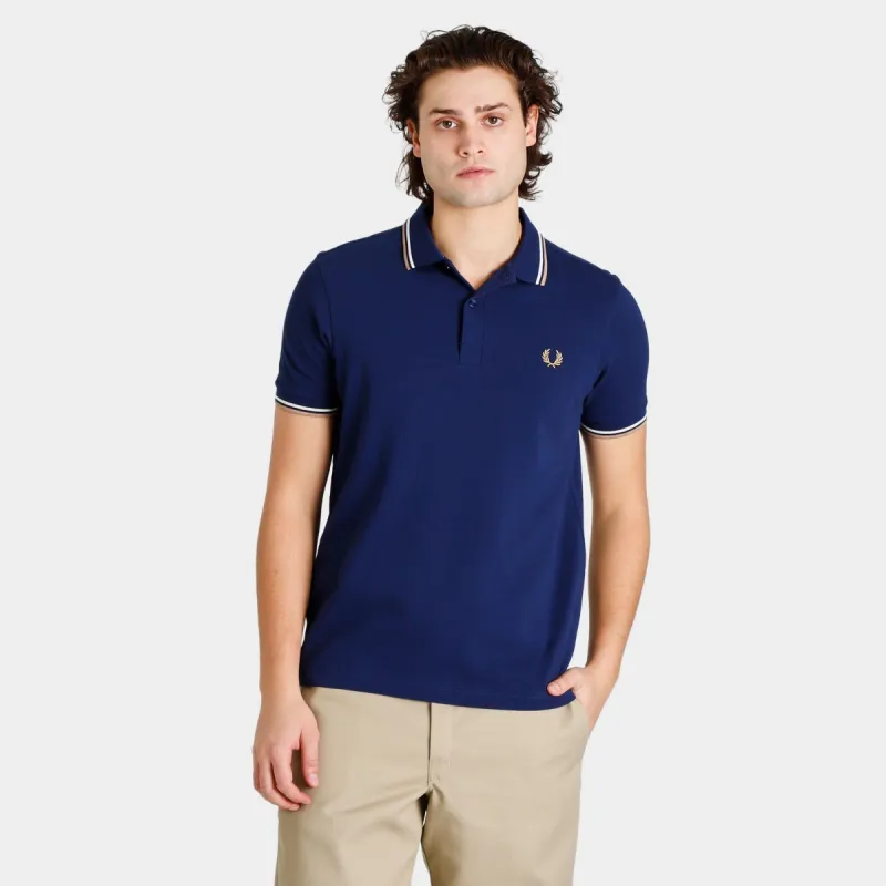 Fred Perry Twin Tipped Polo T-shirt French Navy / Ecru - Warmstone sold by JD Sports