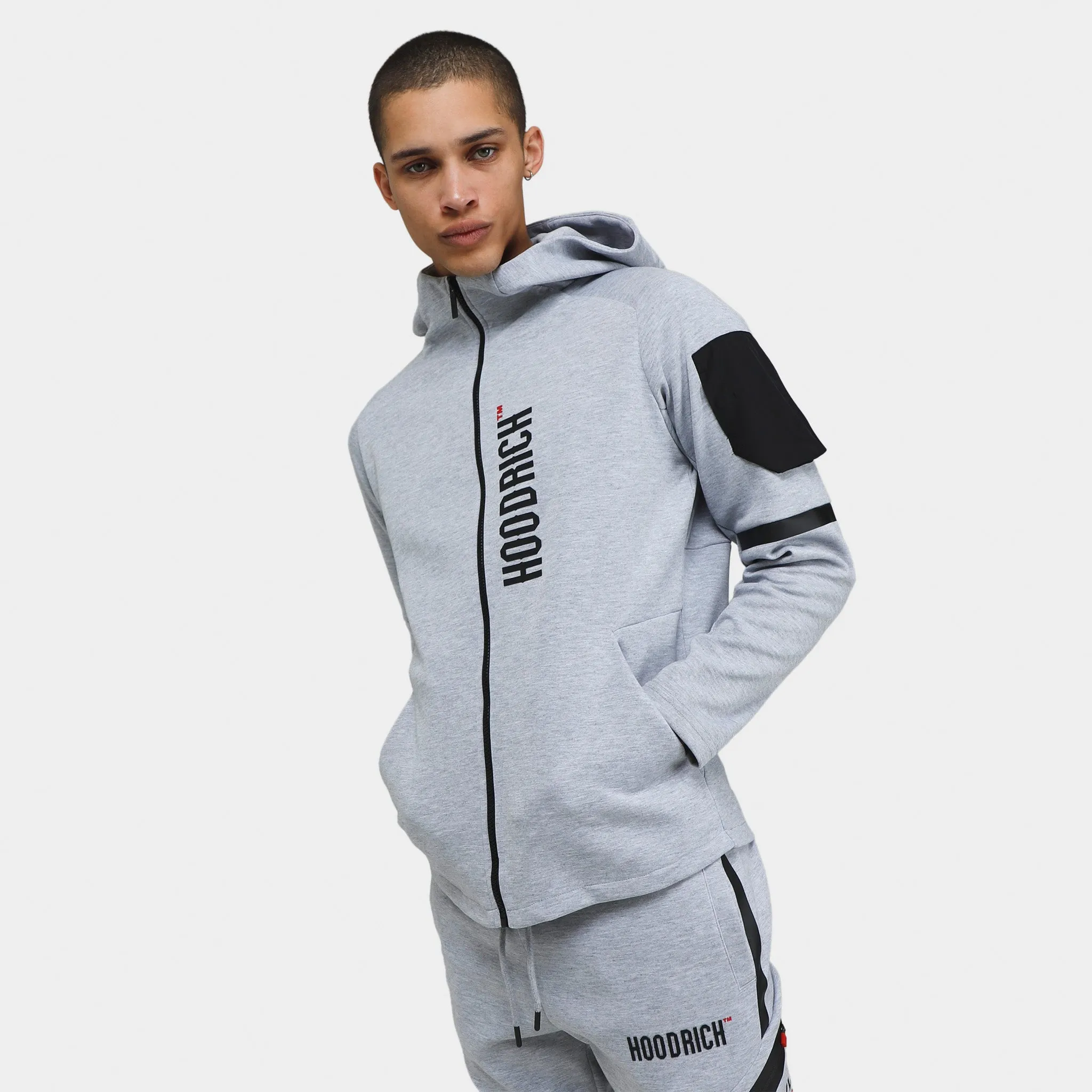 Hoodrich OG Circuit Full Zip Hoodie Heather Grey / Black - Lychee sold by JD Sports