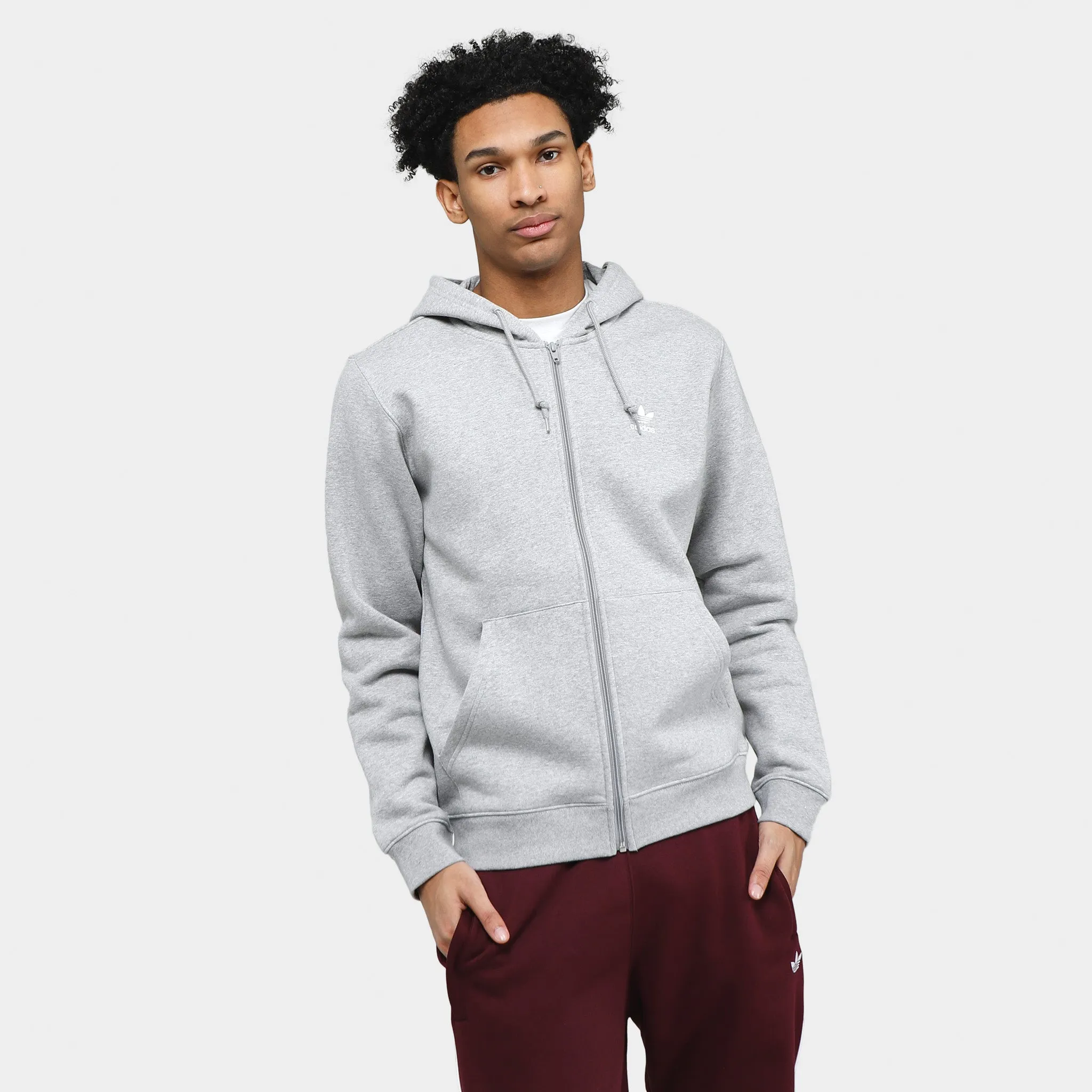 adidas Originals Trefoil Essentials Full Zip Hoodie / Medium Grey Heather sold by JD Sports