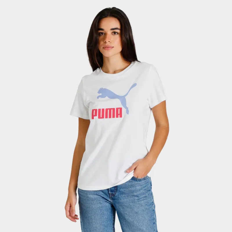Puma Women's Classics Logo T-shirt Puma White / Lavender Pop sold by JD Sports