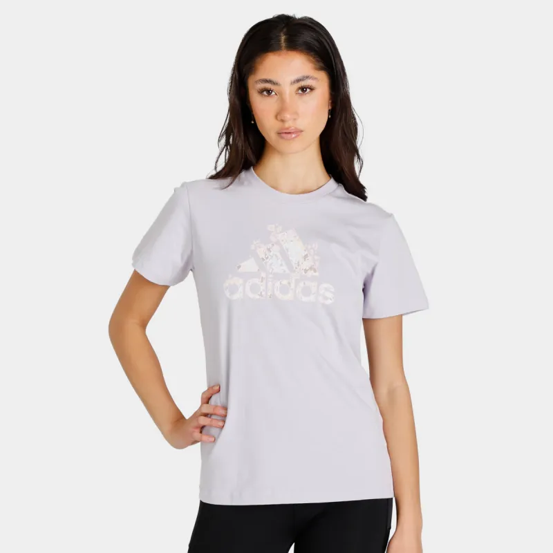 adidas Womenâ€™s Floral Badge of Sport Graphic T-shirt / Silver Dawn sold by JD Sports