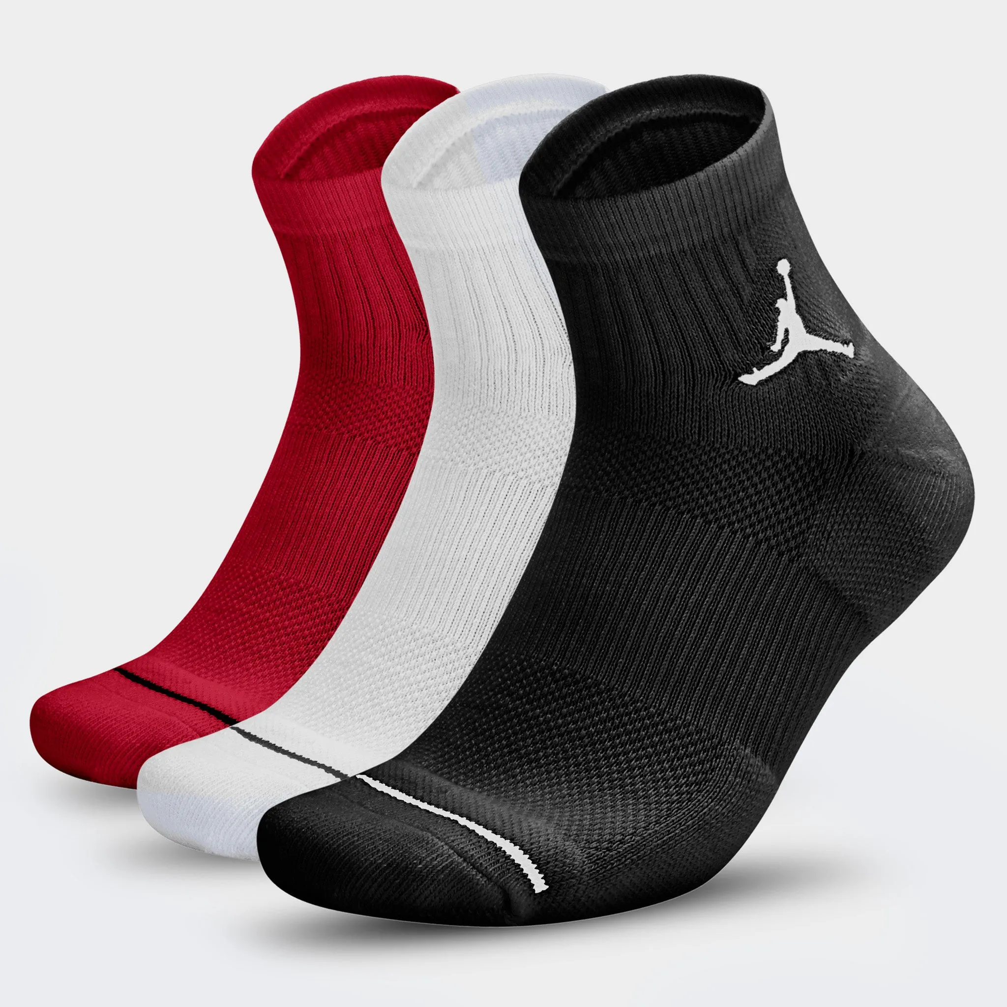 Jordan Everyday Max Quarter Ankle Socks - 3 Pack Black / White - Gym Red sold by JD Sports