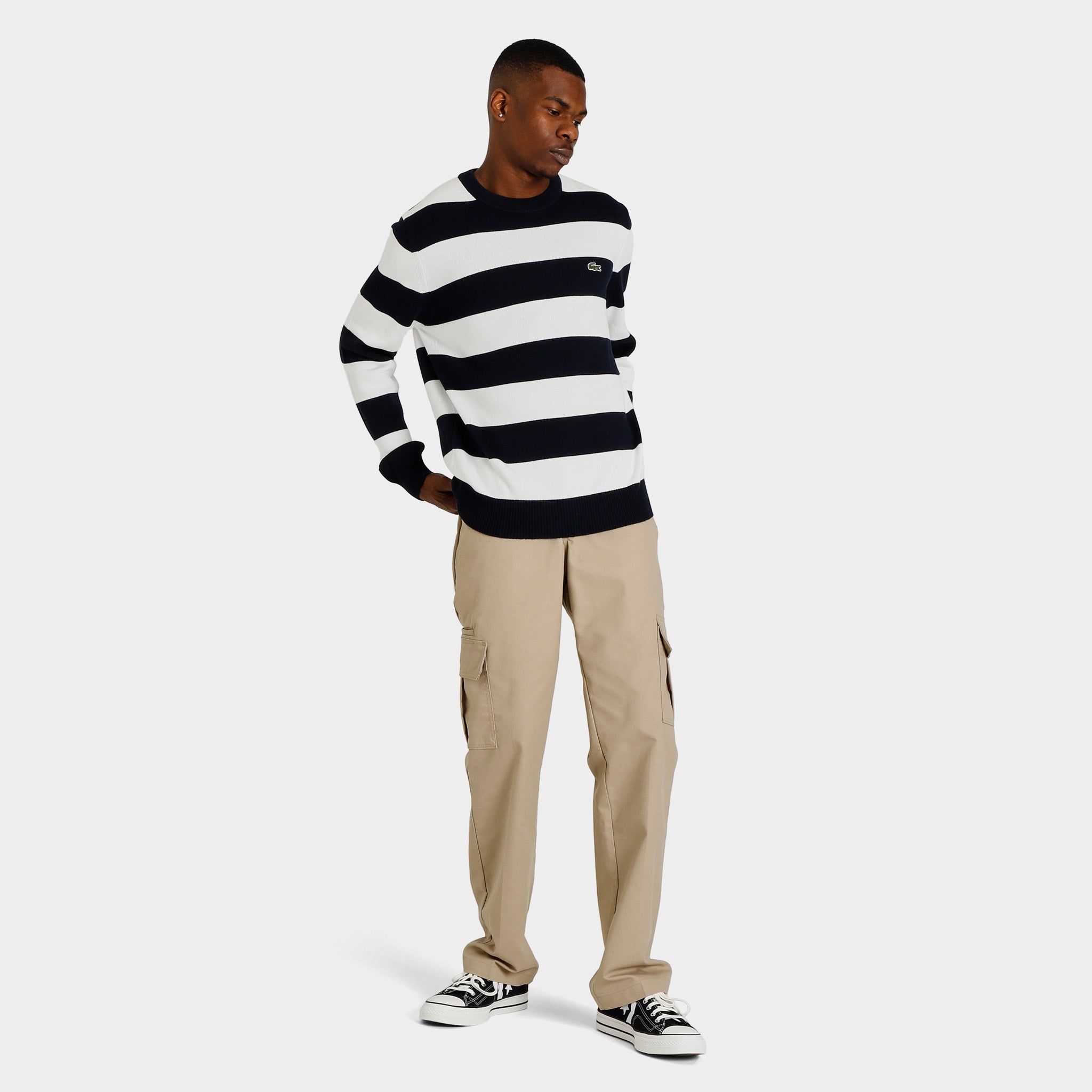 Lacoste Striped Organic Cotton Jersey Sweater Navy Blue / White sold by JD Sports product image thumbnail 5