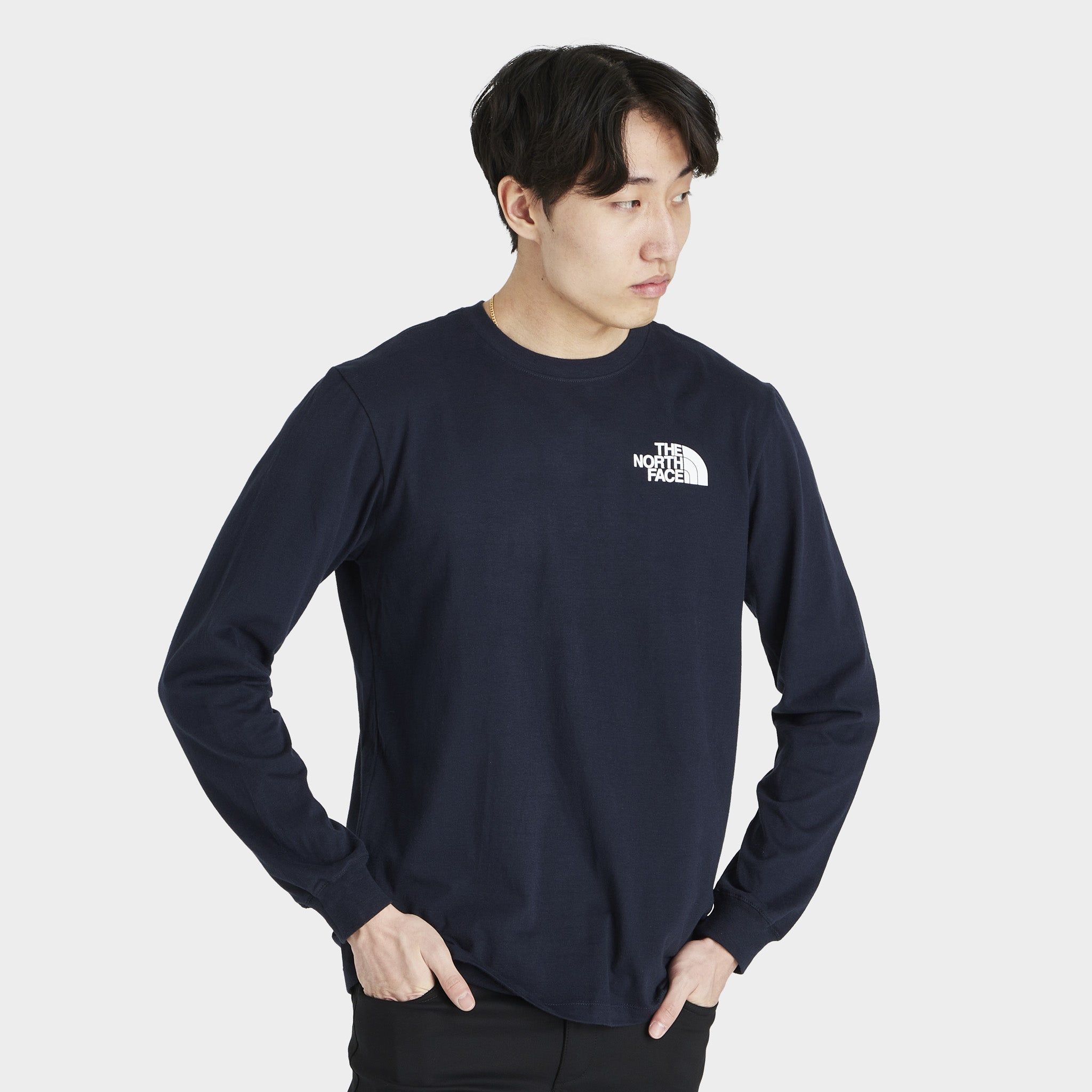 The North Face Box NSE Long Sleeve T-shirt Aviator Navy / Goblin Blue sold by JD Sports