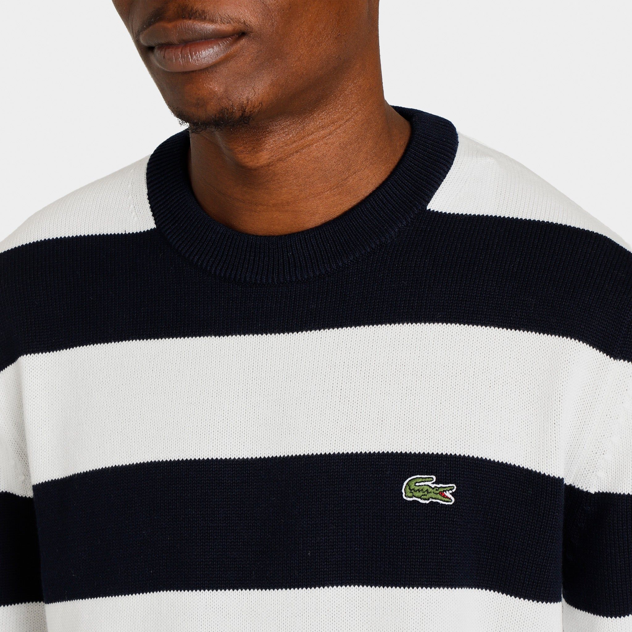 Lacoste Striped Organic Cotton Jersey Sweater Navy Blue / White sold by JD Sports product image thumbnail 4
