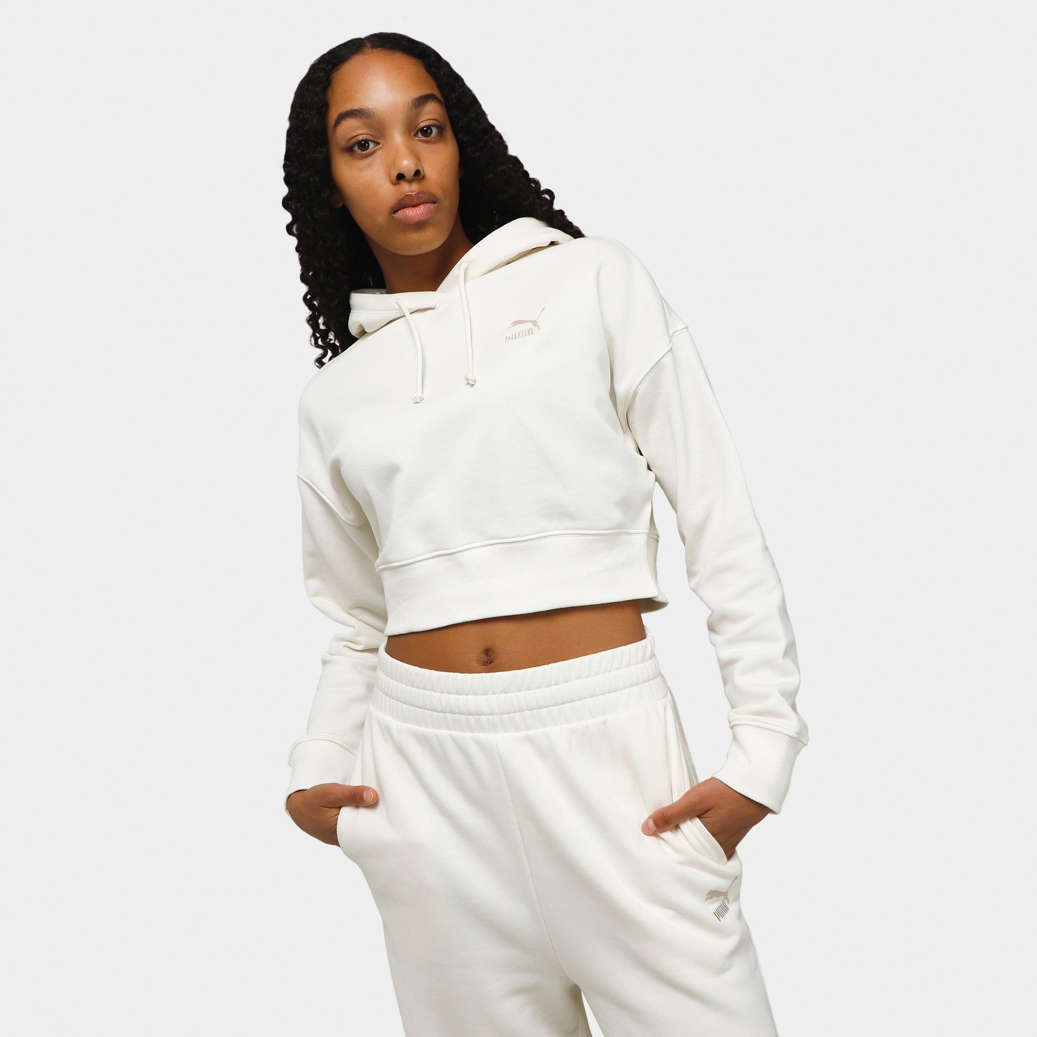 Puma Women's Classics Cropped Pullover Hoodie / Off White sold by JD Sports