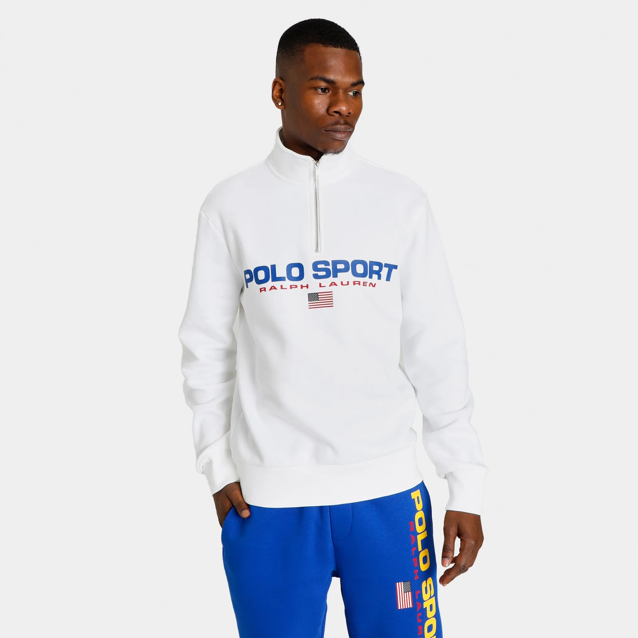 Polo Ralph Lauren Sport Quarter Zip Polo / White sold by JD Sports