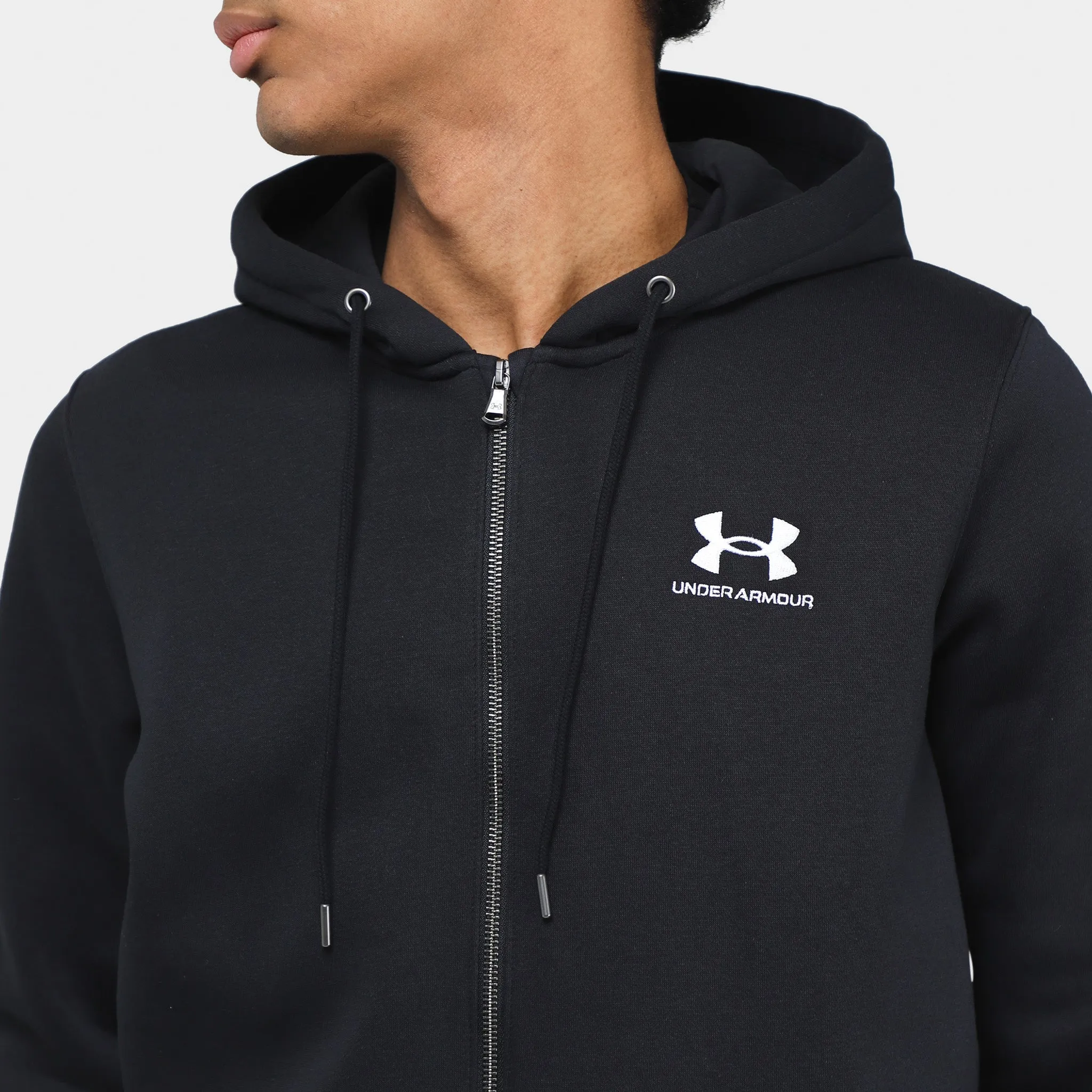 Under Armour Essential Fleece Full Zip Hoodie Black / White sold by JD Sports product image thumbnail 4