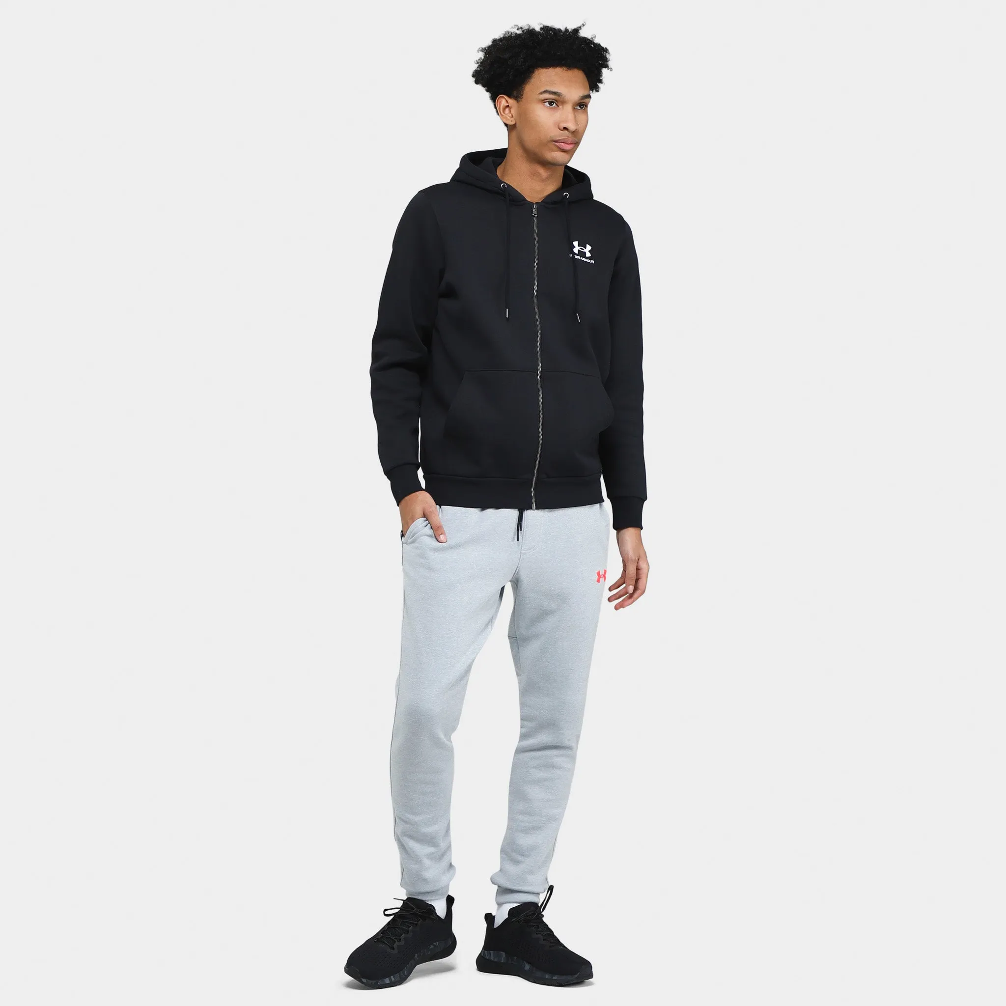 Under Armour Essential Fleece Full Zip Hoodie Black / White sold by JD Sports product image thumbnail 5