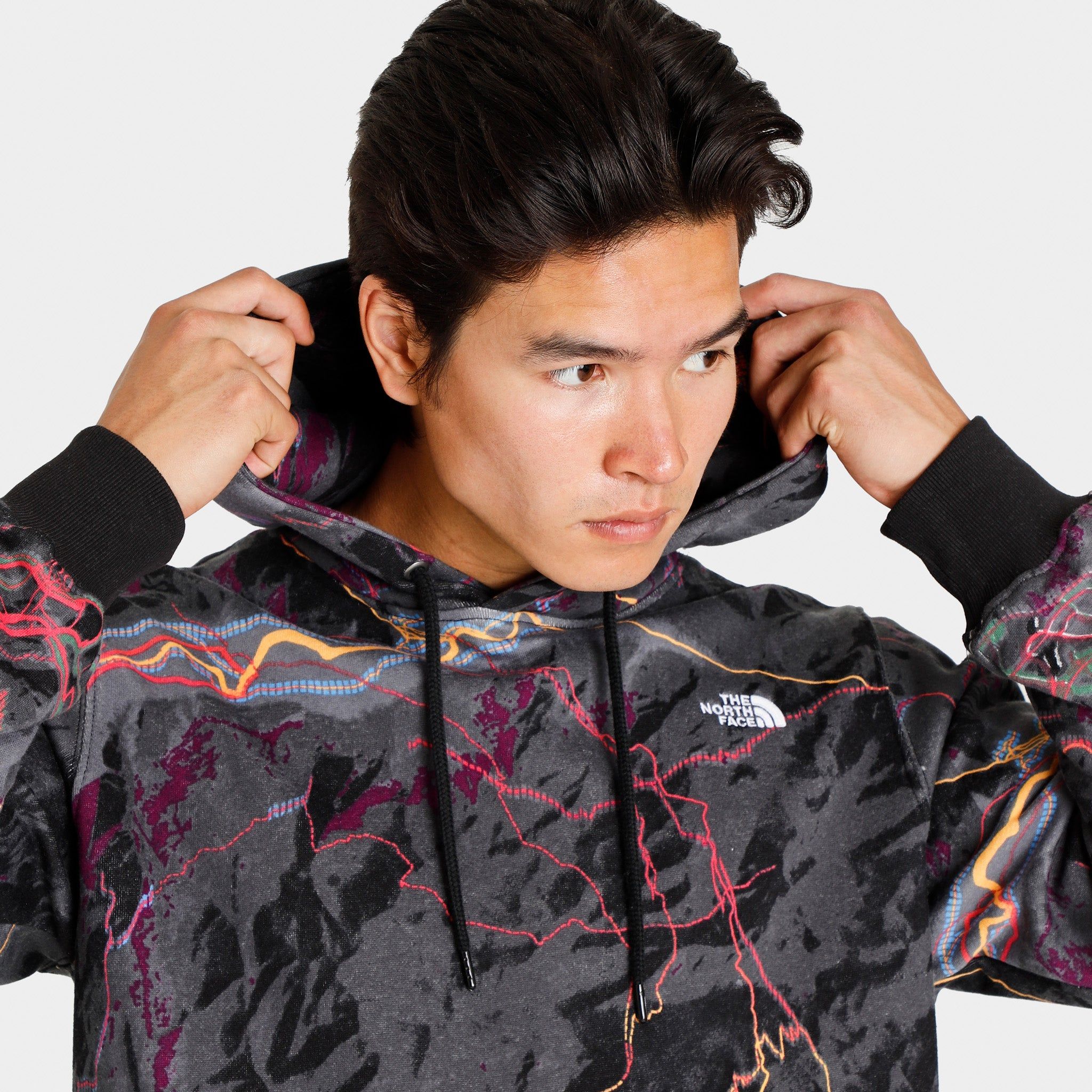 The North Face Allover Print Pullover Hoodie / Black Trail Glow Print sold by JD Sports product image thumbnail 3