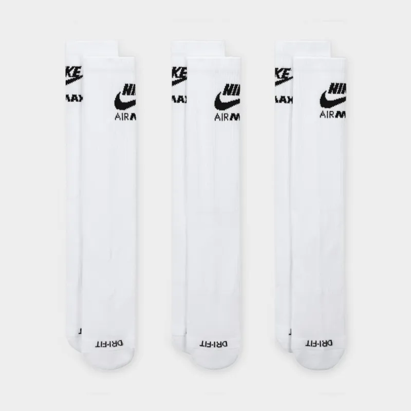 Nike Everyday Plush Cushioned Air Max Crew Socks (3 Pairs) White / Black sold by JD Sports