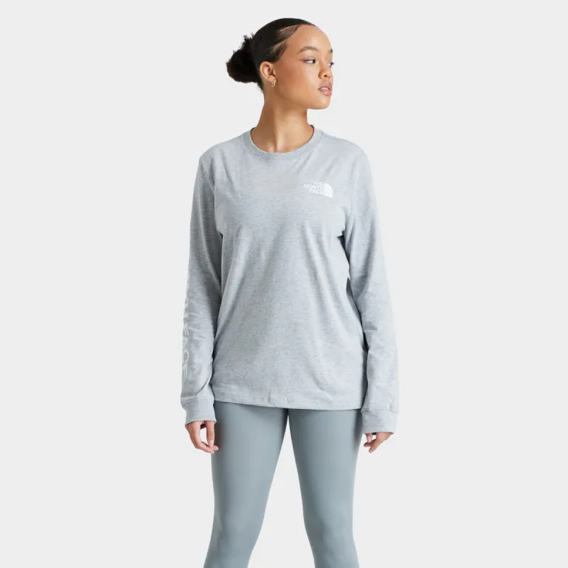 The North Face Women's Brand Proud Long Sleeve T-shirt TNF Light Grey Heather / TNF Black sold by JD Sports