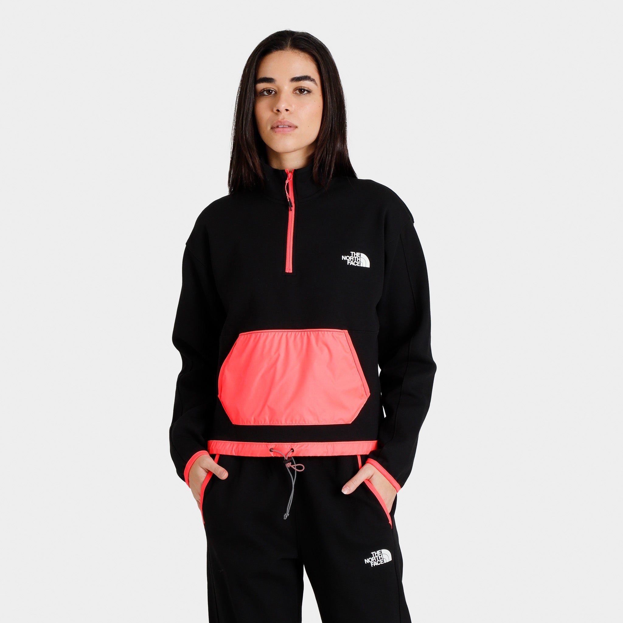 The North Face Women's TNF™ Tech Quarter Zip Black / Brilliant Coral sold by JD Sports