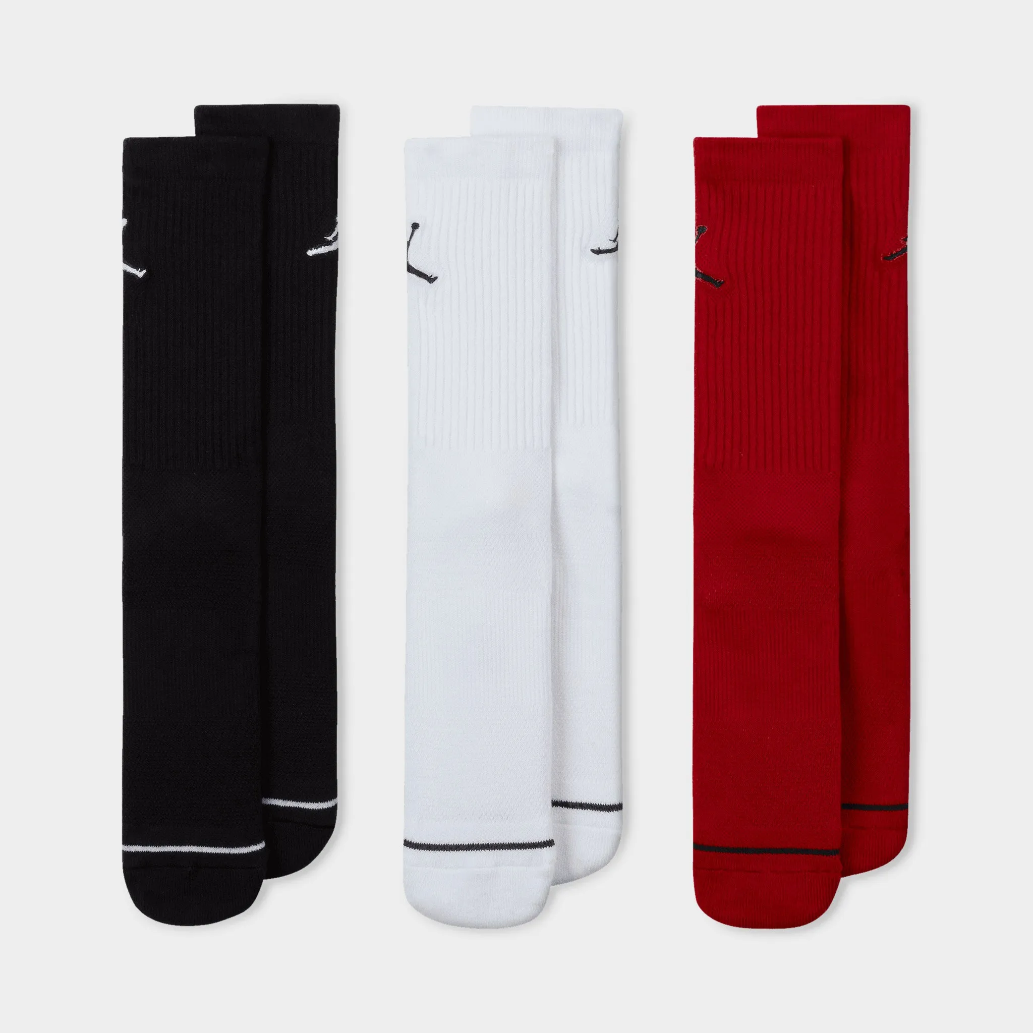 Jordan Everyday Max Crew Socks (3 Pack) Black / White - Gym Red sold by JD Sports