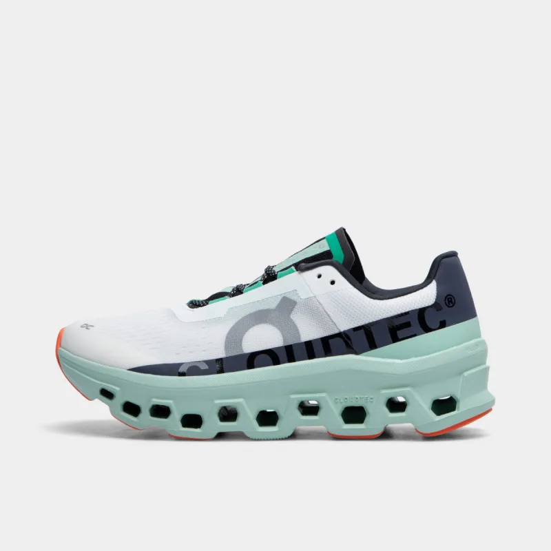 On Cloudmonster White / Teal sold by JD Sports