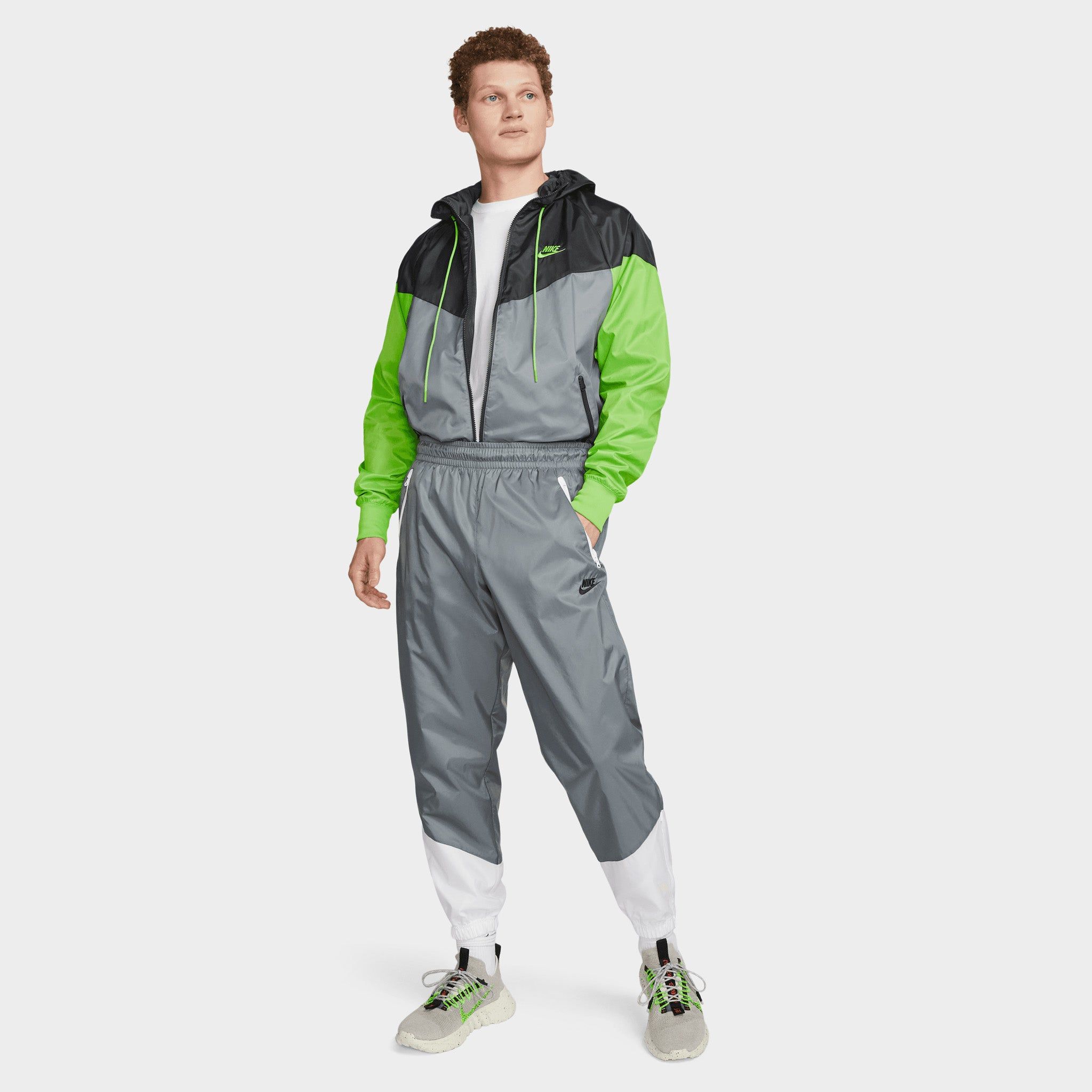 Nike Sportswear Windrunner Hooded Jacket Cool Grey / Anthracite - Action Green sold by JD Sports product image thumbnail 6