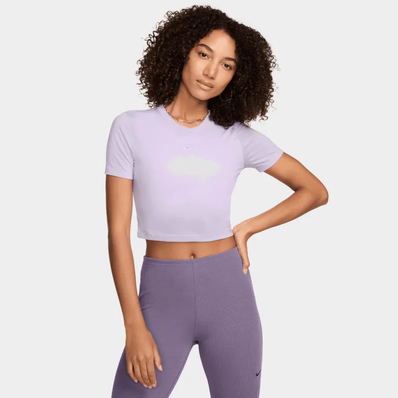 Nike Sportswear Women's Slim-Fit Crop T-shirt Violet Mist / White sold by JD Sports