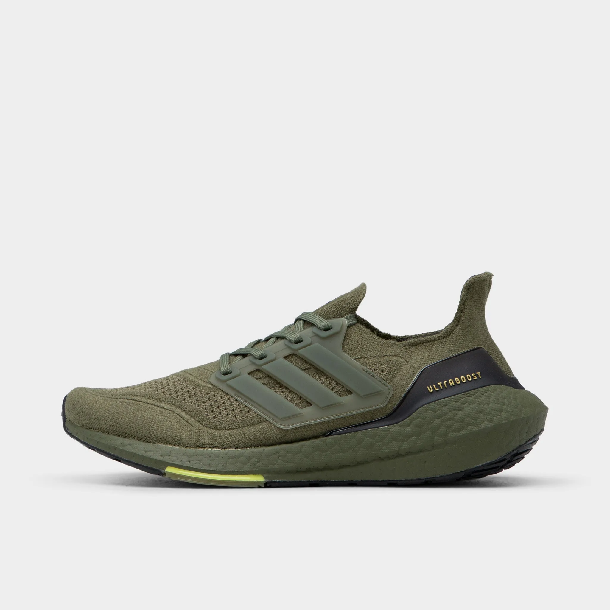 adidas Ultraboost 21 Focus Olive / Focus Olive - Acid Yellow sold by JD Sports