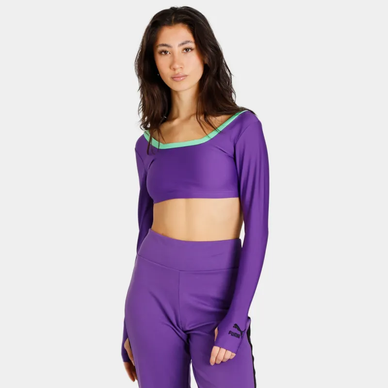 PUMA x Dua Lipa Longsleeve Cropped T-shirt / Royal Purple sold by JD Sports