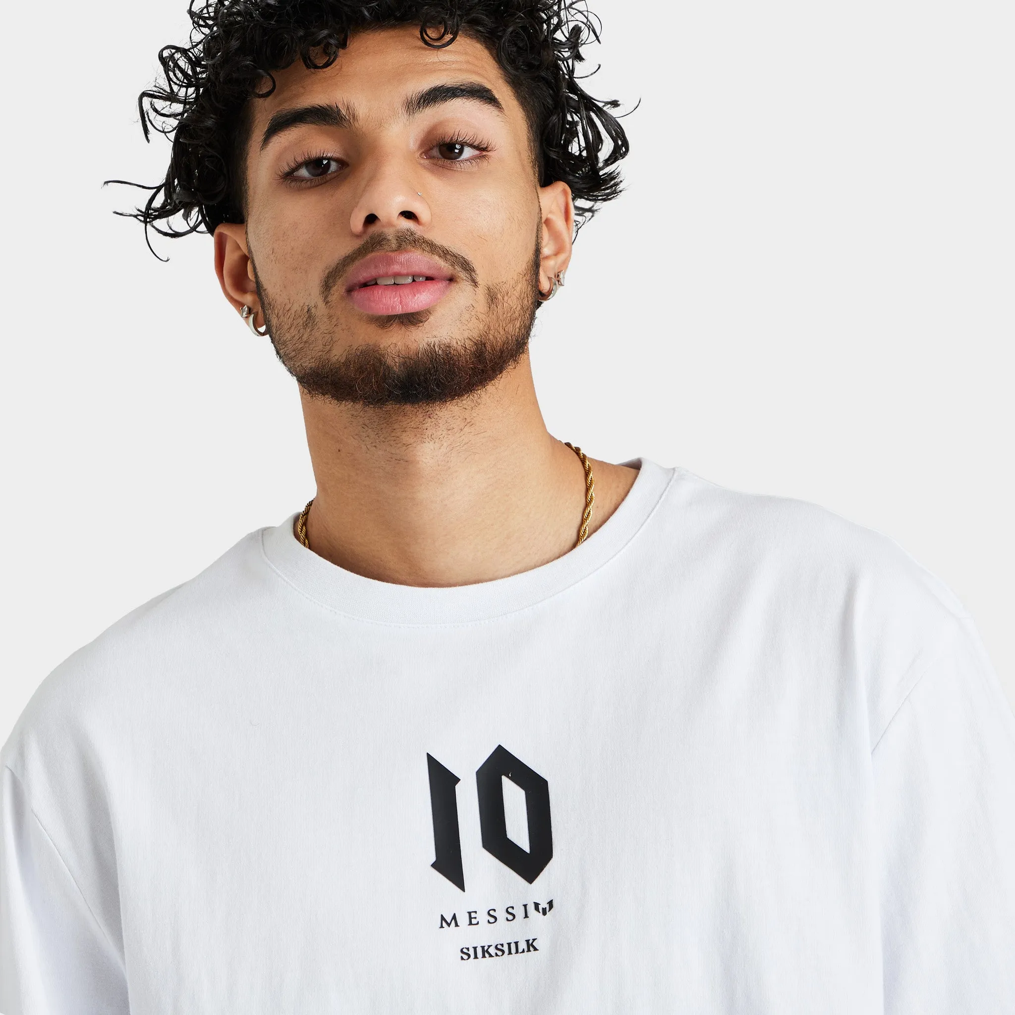 SikSilk x Messi Oversized Logo T-shirt / White sold by JD Sports product image thumbnail 2