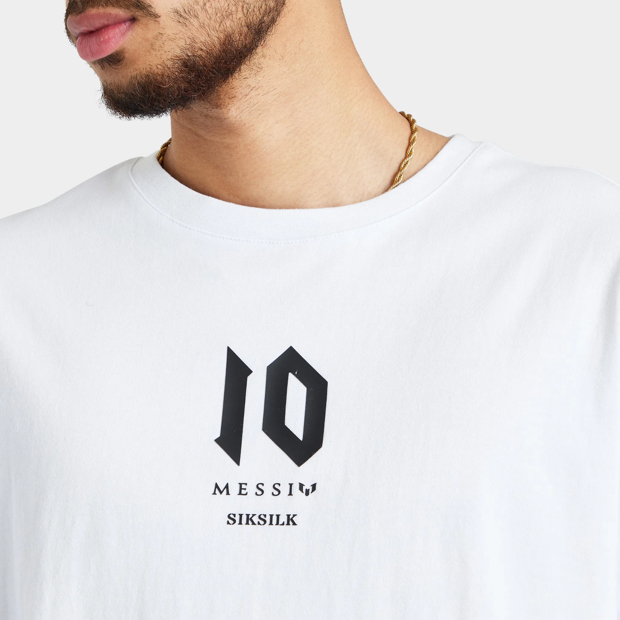 SikSilk x Messi Oversized Logo T-shirt / White sold by JD Sports product image thumbnail 3