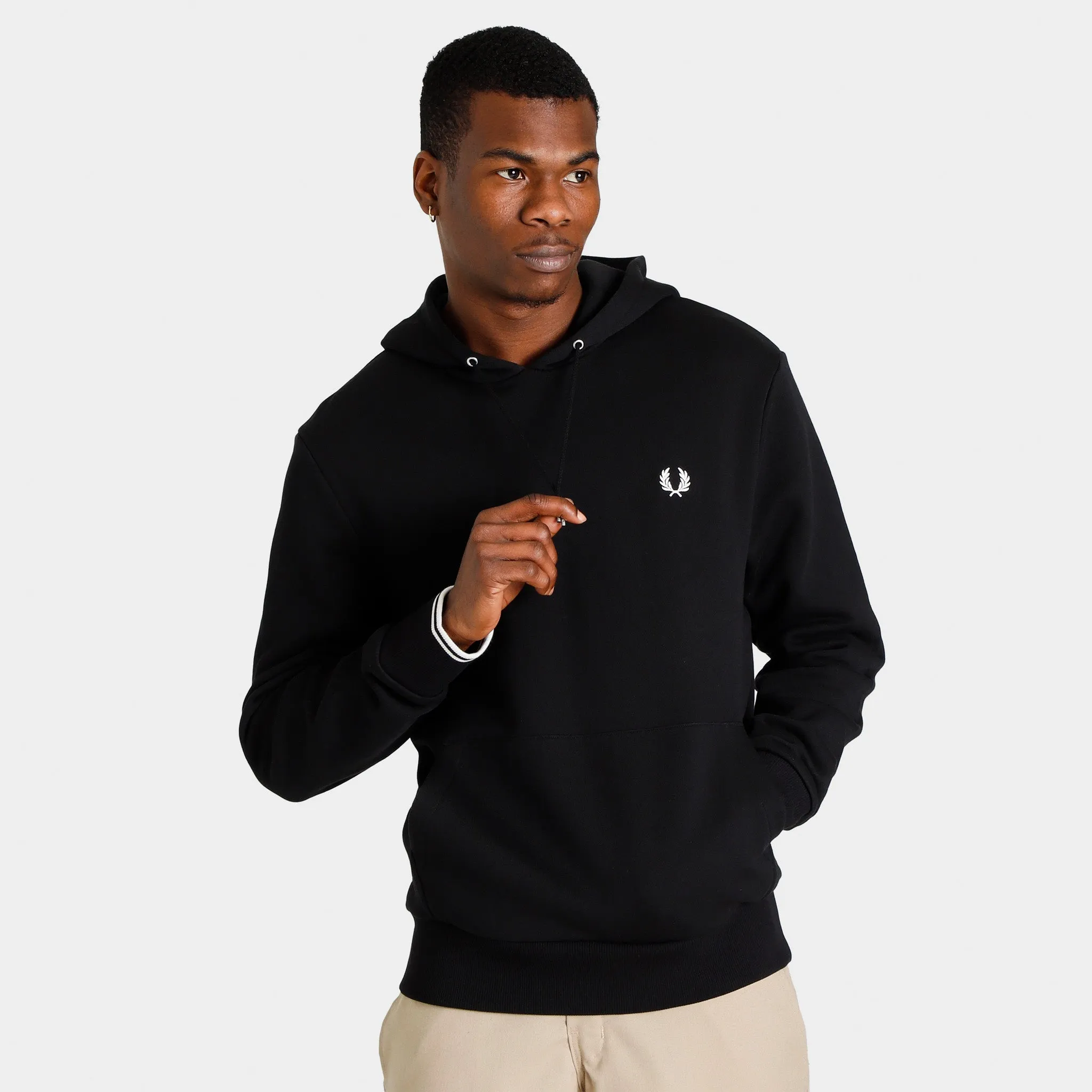 Fred Perry Tipped Pullover Hoodie / Black sold by JD Sports