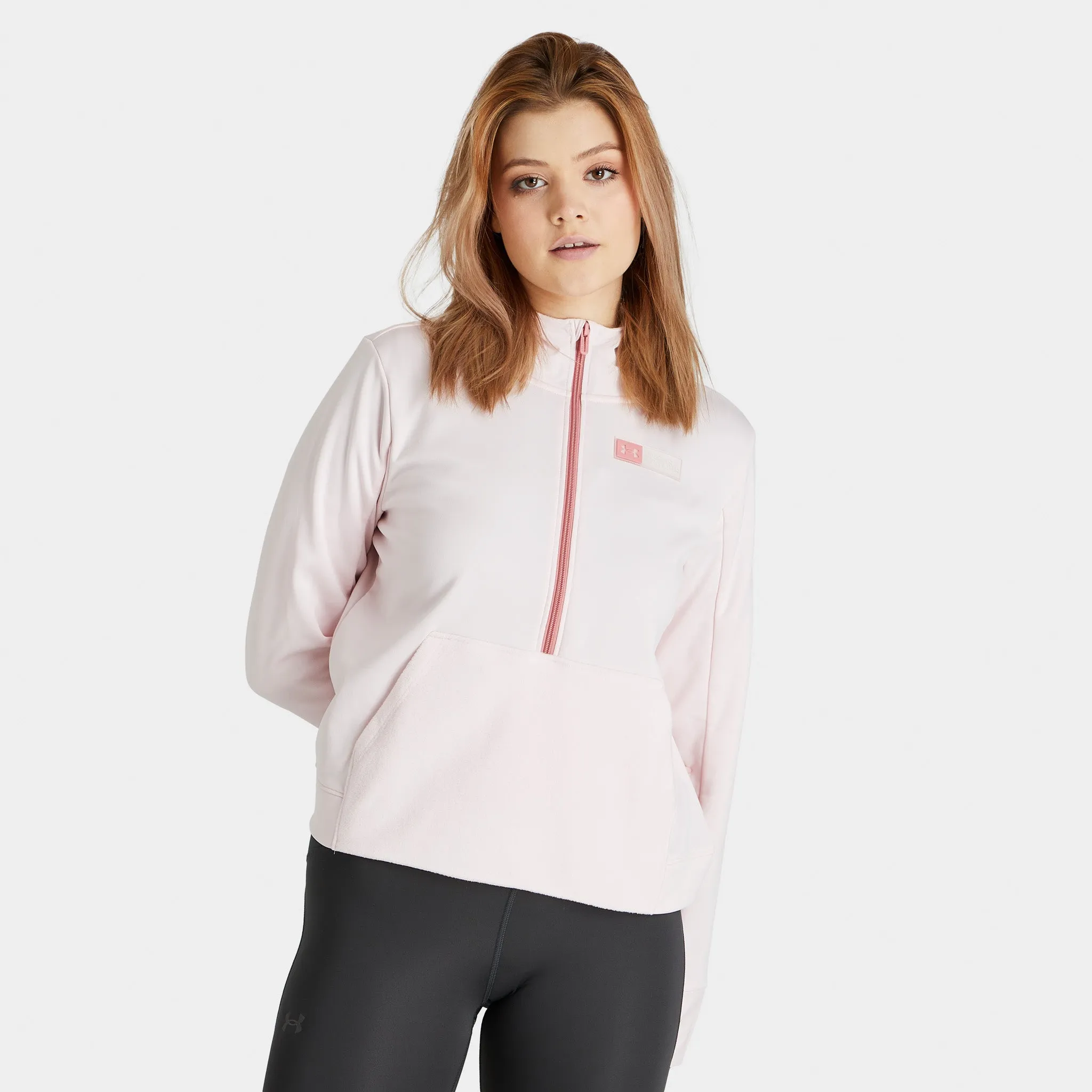 Under Armour Women's Armour Mixed Media Half Zip Hoodie / Pink sold by JD Sports