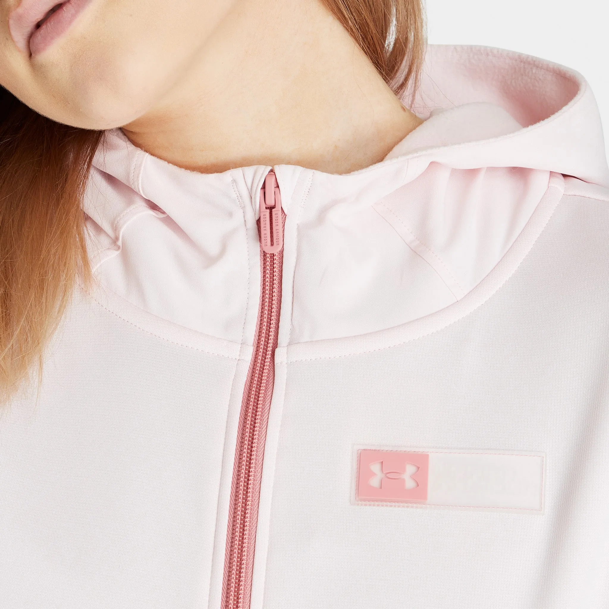 Under Armour Women's Armour Mixed Media Half Zip Hoodie / Pink sold by JD Sports product image thumbnail 3
