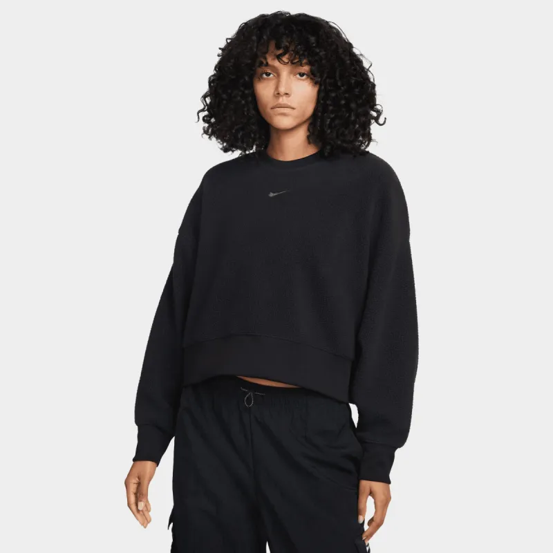 Nike Women's Sportswear Plush Cropped Crew Sweatshirt Black / Dark Smoke Grey sold by JD Sports