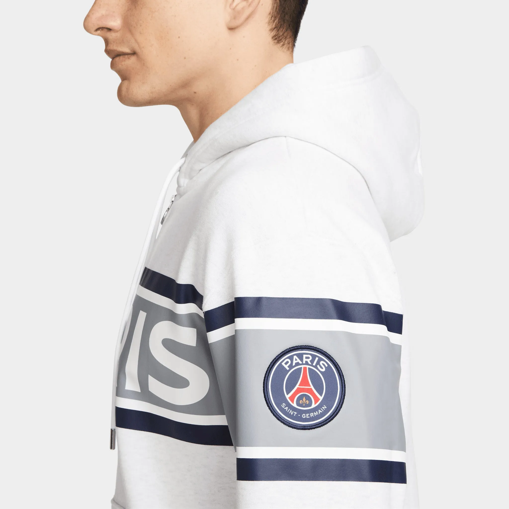 Jordan Paris Saint-Germain Full-Zip Fleece Hoodie Birch Heather / University Red sold by JD Sports product image thumbnail 4