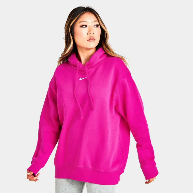 Nike Sportswear Women's Essentials Oversized Fleece Pullover Hoodie Active Pink / White sold by JD Sports