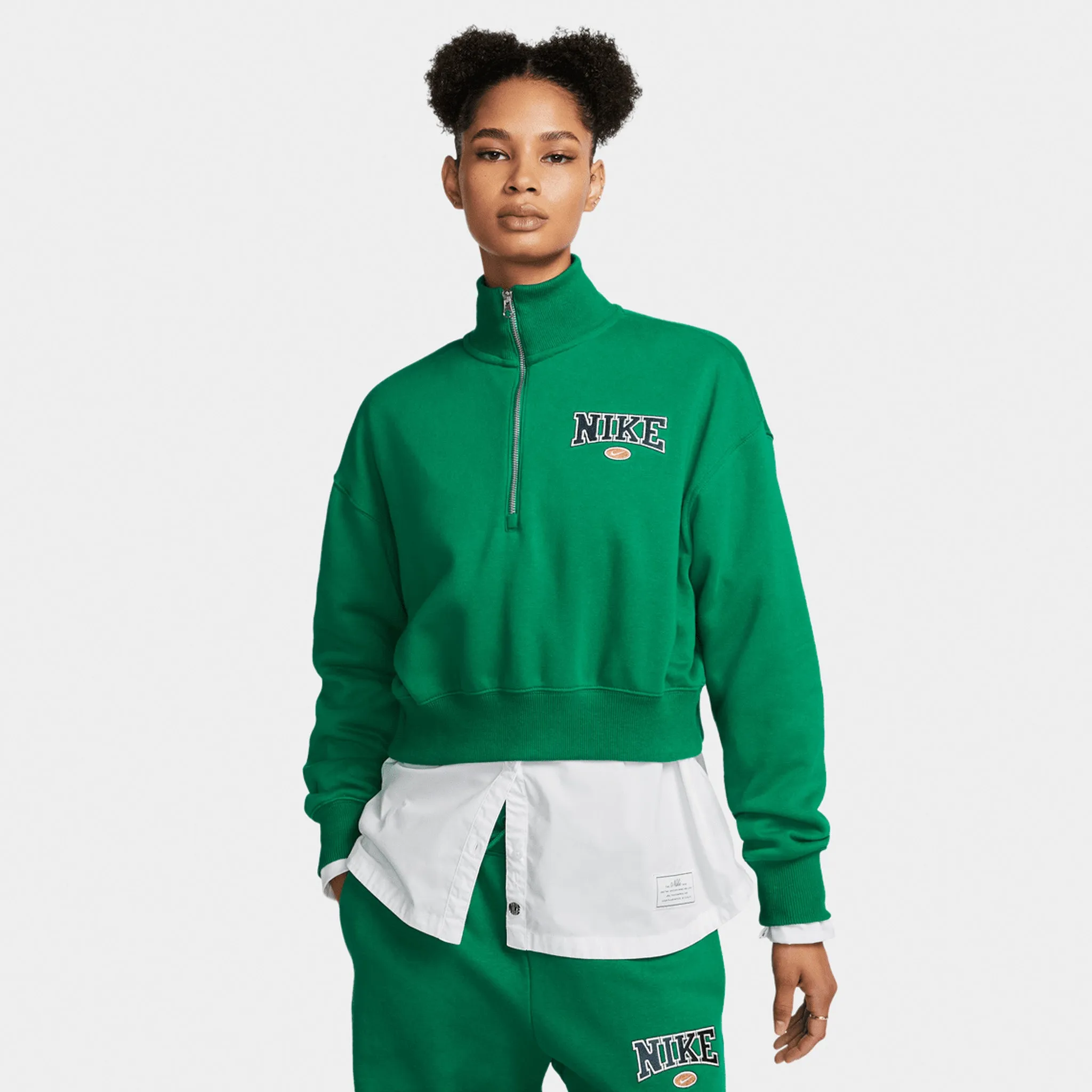 Nike Women's Sportswear Phoenix Fleece Crop Quarter Zip Sweatshirt / Malachite sold by JD Sports