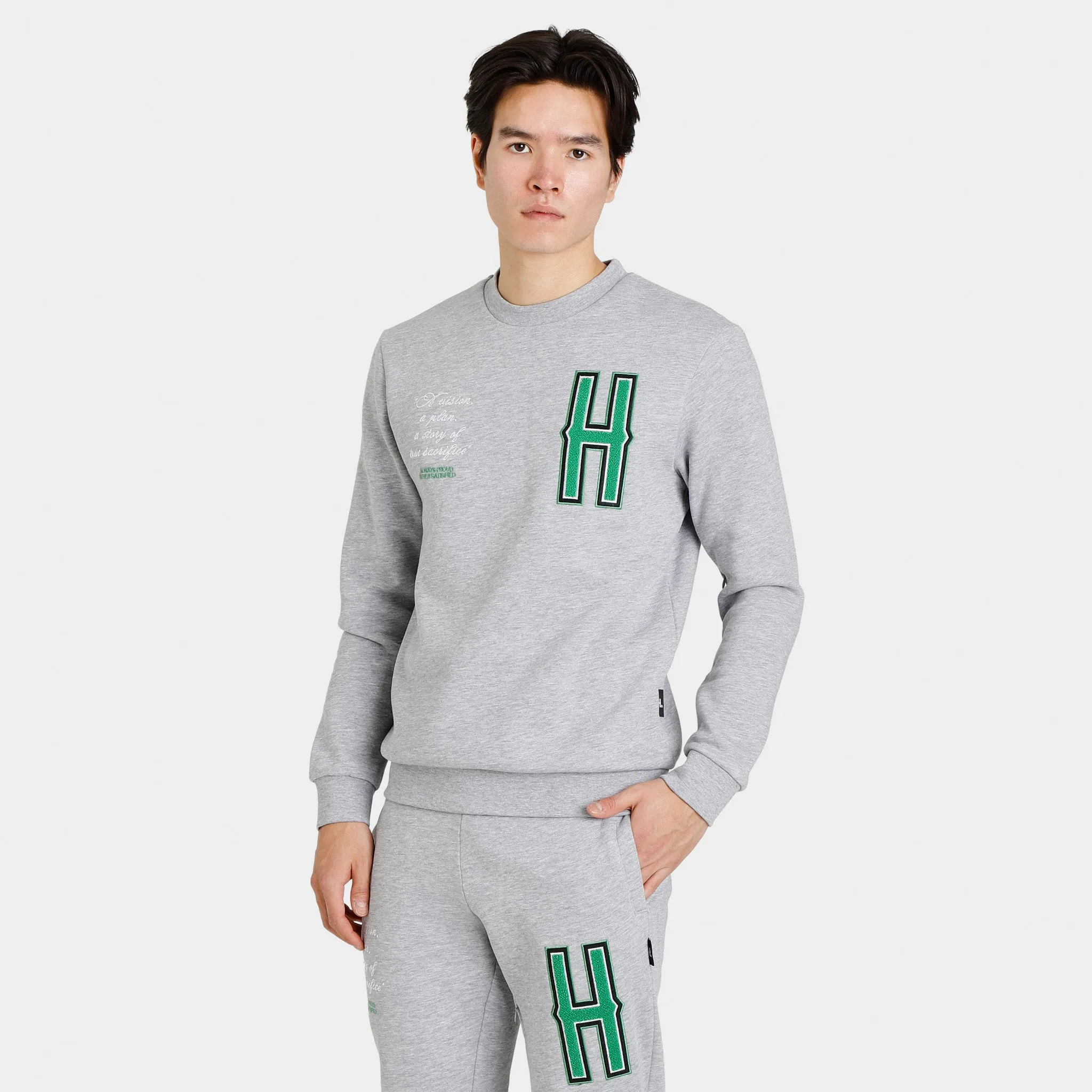 Hoodrich OG Pulse Crewneck Heather Grey / White - Green sold by JD Sports