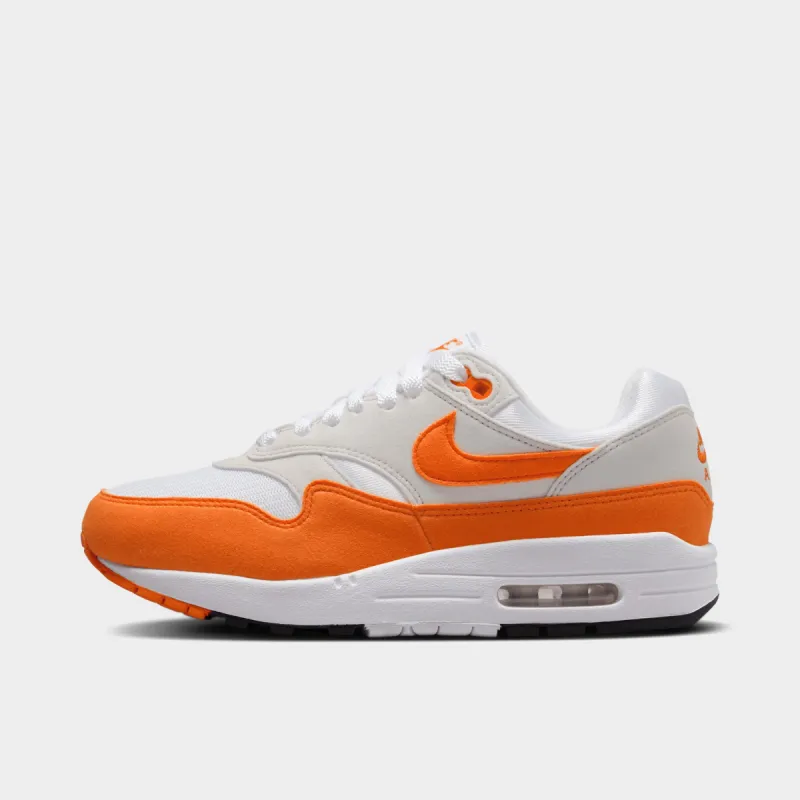 Nike Women's Air Max 1 Neutral Grey / Safety Orange - White sold by JD Sports