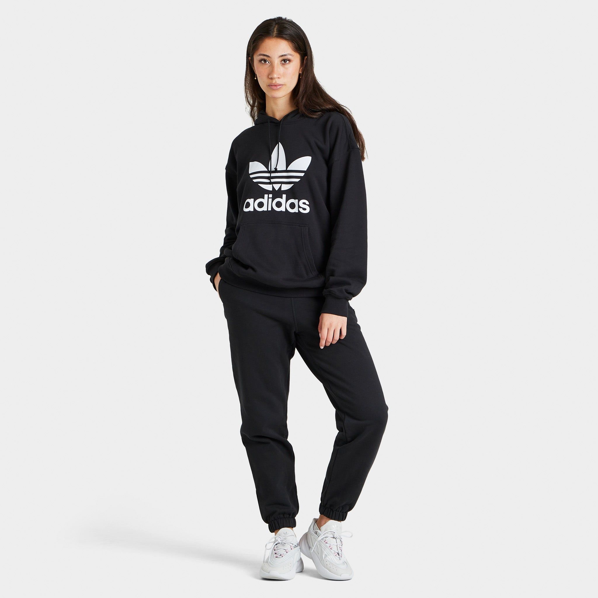 adidas Originals Women’s Adicolor Trefoil Pullover Hoodie Black / White sold by JD Sports product image thumbnail 5