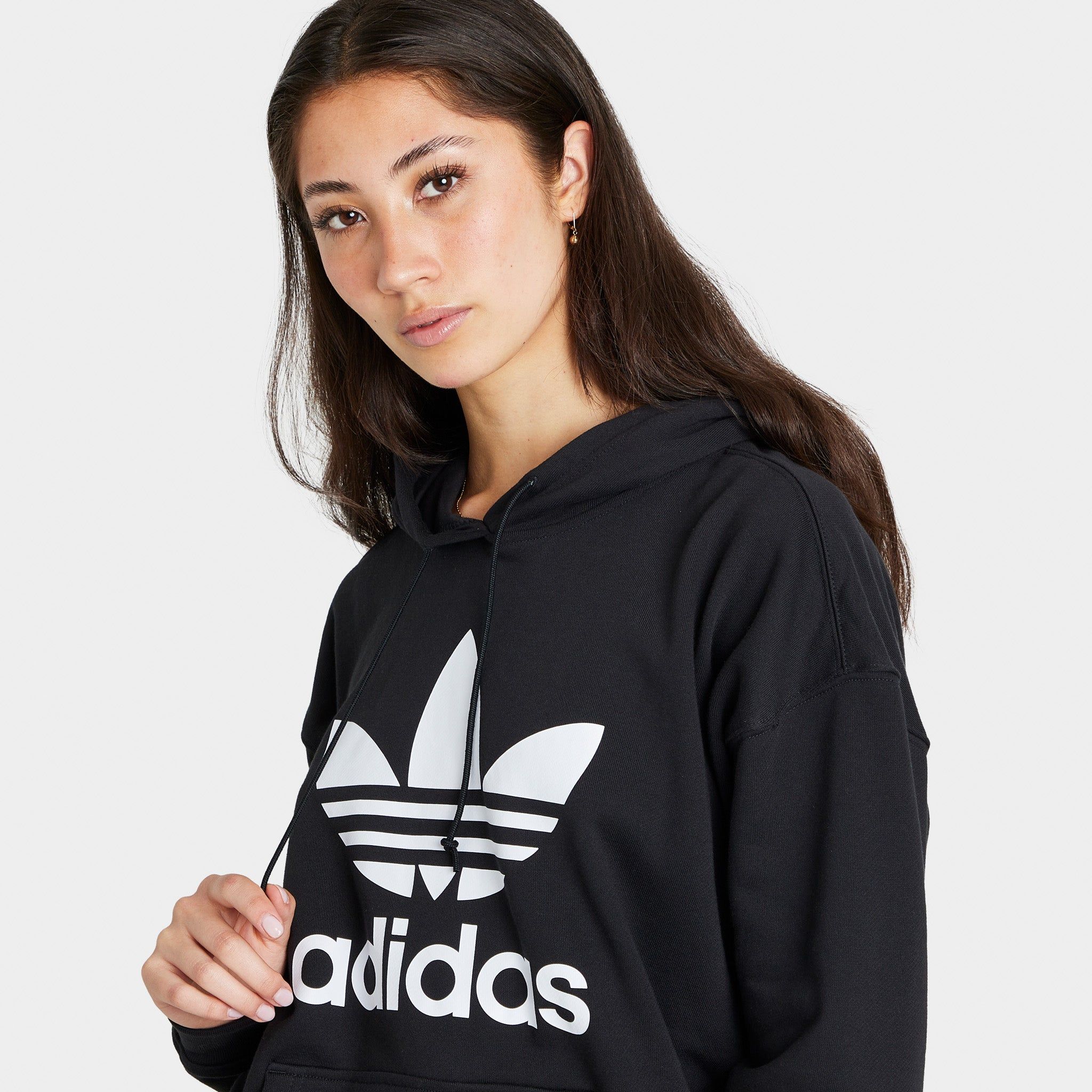 adidas Originals Women’s Adicolor Trefoil Pullover Hoodie Black / White sold by JD Sports product image thumbnail 3