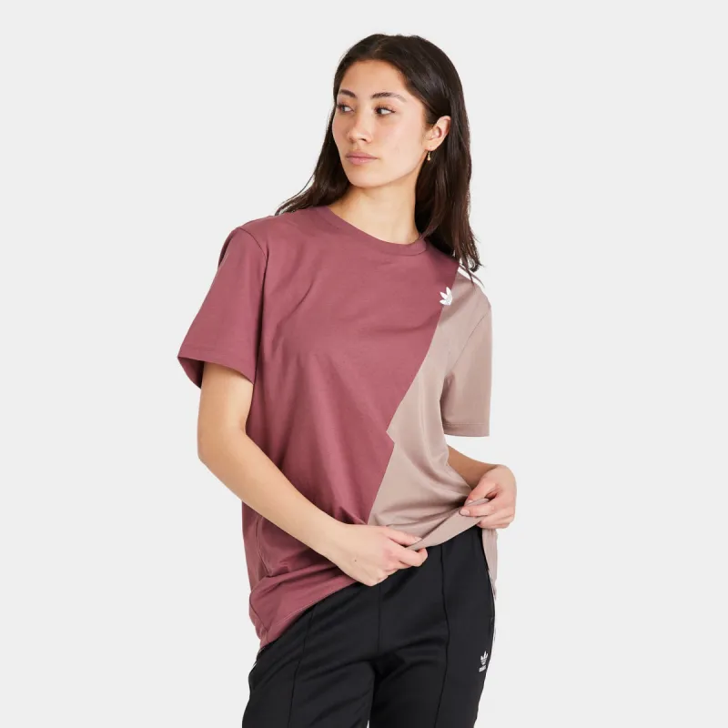 adidas Originals Womenâ€™s Adicolor Sliced Trefoil Loose T-shirt Quiet Crimson / Chalky Brown sold by JD Sports
