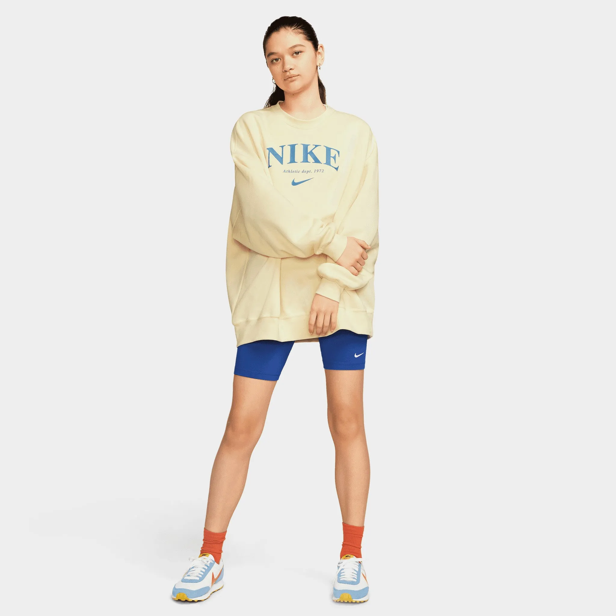 Nike Women's Sportswear Essentials Oversize Fleece Sweatshirt Coconut Milk / Dutch Blue sold by JD Sports product image thumbnail 4