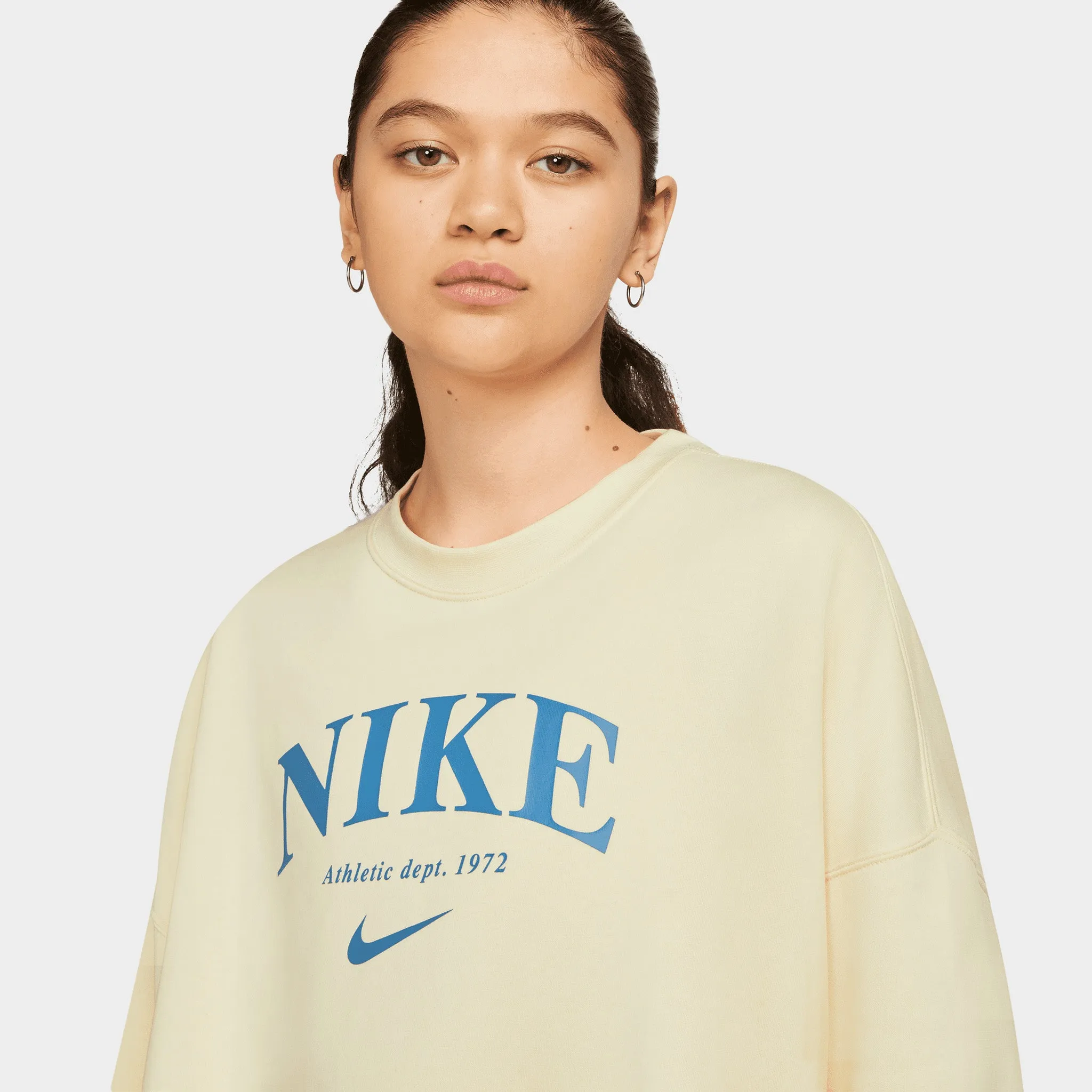 Nike Women's Sportswear Essentials Oversize Fleece Sweatshirt Coconut Milk / Dutch Blue sold by JD Sports product image thumbnail 3