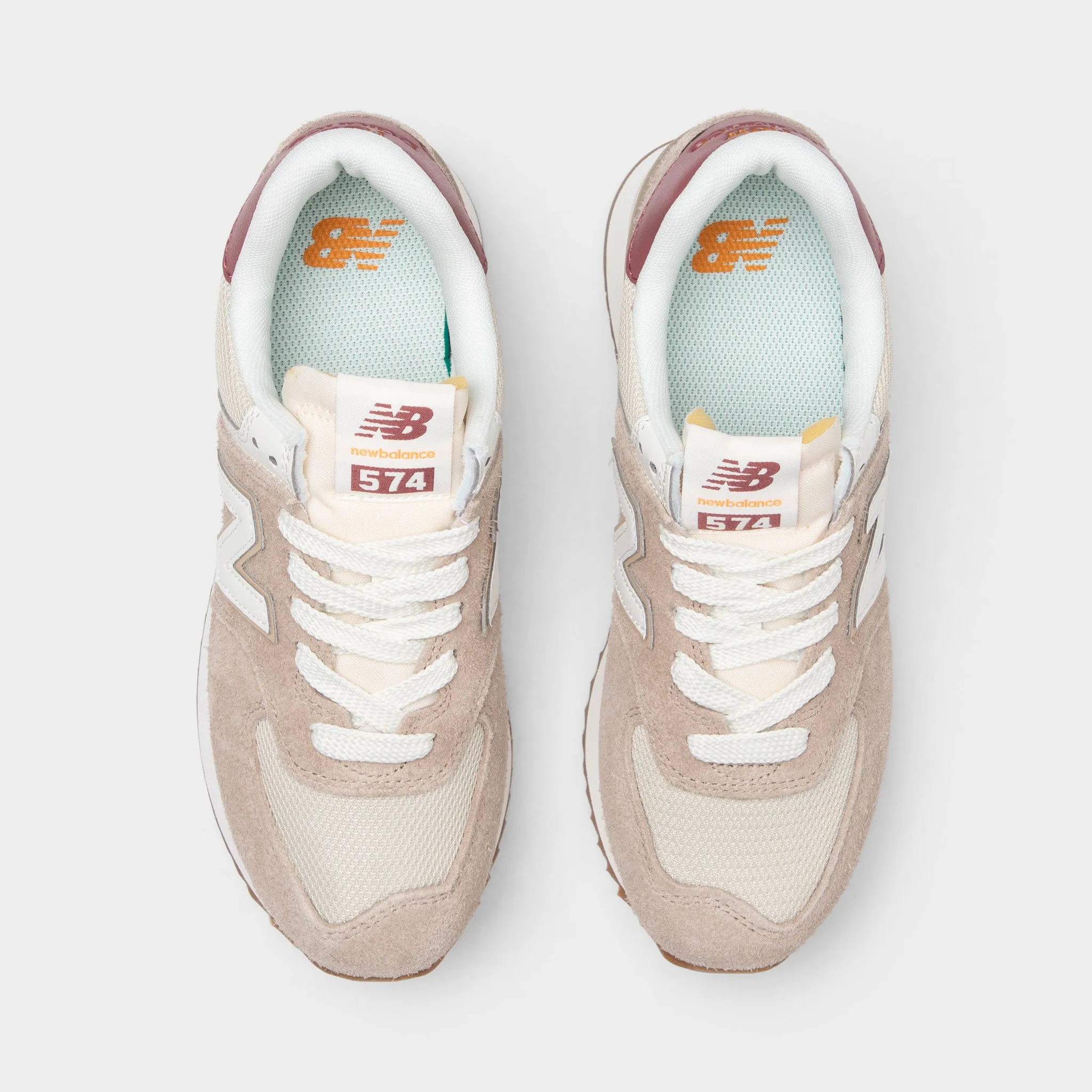 New Balance Women's 574+ Driftwood / Washed Burgundy - Sea Salt sold by JD Sports product image thumbnail 5