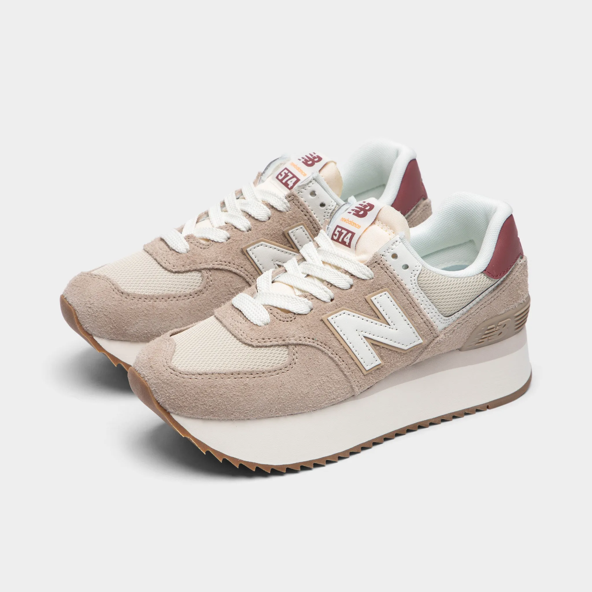 New Balance Women's 574+ Driftwood / Washed Burgundy - Sea Salt sold by JD Sports product image thumbnail 2