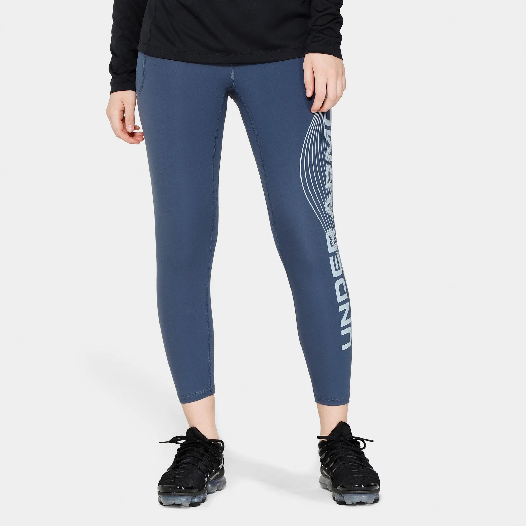 Under Armour Women's Motion Branded Ankle Leggings Downpour Grey / Harbour Blue sold by JD Sports