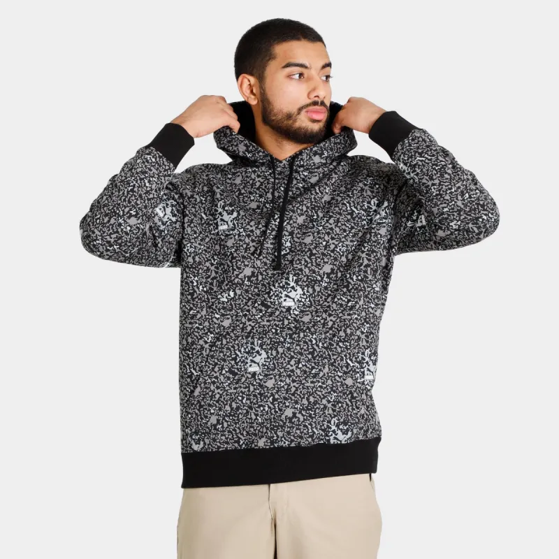 Puma Brand Love Metallic AOP Pullover Hoodie Puma Black / Silver sold by JD Sports