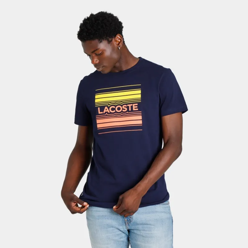 Lacoste SPORT Stylized Logo Print Organic Cotton T-shirt / Navy Blue sold by JD Sports