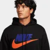 Nike Sportswear Club Fleece Chenille Futura Hoodie Black / Deep Royal Blue - Safety Orange sold by JD Sports